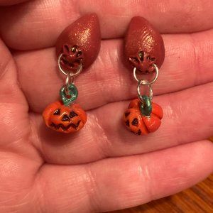 Lick It N Stick It Red and Orange Pumpkin Boob Earrings